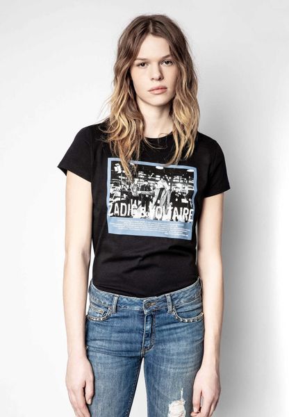 

zadig voltaire summer cotton new women designer t shirt pink printed fashion short sleeve beach tees, White