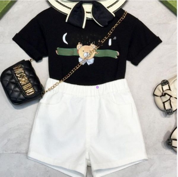 

23ss summer middle big boys clothing luxurys sets t-shirt +shorts kids sportswear streetwear large size black white children two piece set t