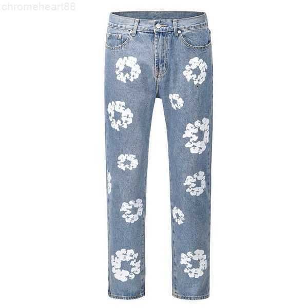 

men's jeans men's jeans high street denim tears style kapok washed straight fashion vintage loose pantskrbrsv9g, Blue