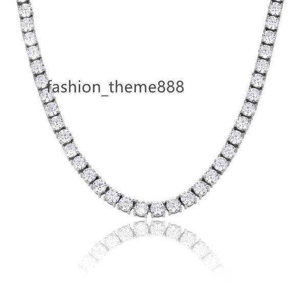 

factory price iced out chain 3mm 4mm 5mm s925 silver hip hop moissanite tennis chain necklace for men and women