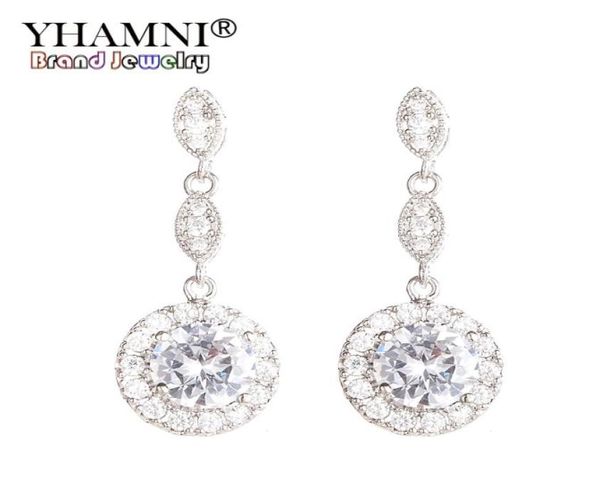 

yhamni new fashion cubic zirconia genuine 925 sterling silver crystal drop earrings elegant jewelry for women gift ed01352567171, Golden