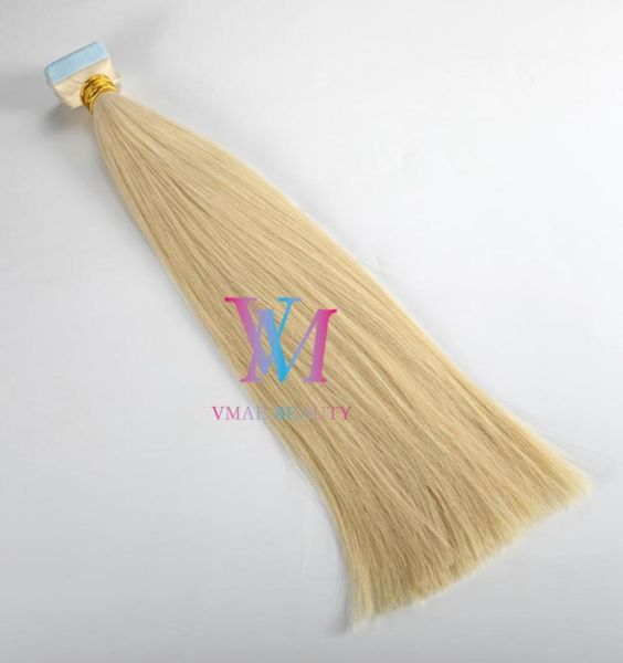 

whole european russian one donor real human hair extensions double drawn virgin remy tape in hair extension straight skin weft3355687, Black