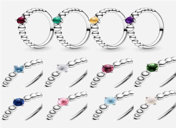 

2020 new authentic 925 sterling silver rings birthstone beaded anniversary engagement ring women jewelry birthday gift8808631