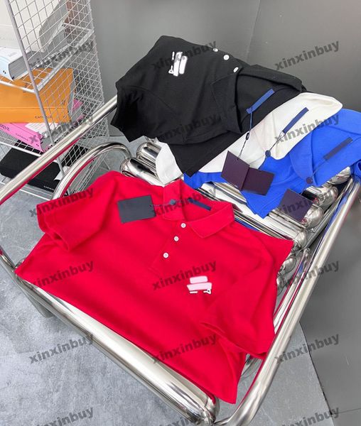 

xinxinbuy men designer tee t shirt 23ss letter embroidery pin 1854 short sleeve cotton women black white blue red s-xl, Black;brown