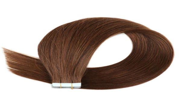 

4 medium brown cuticle intact remy human hair tape in extensions8880043, Black