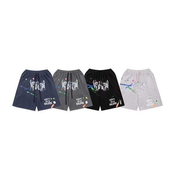

designer galleries short fashion casual clothing galleryes depts de la galerie handpainted graffiti print terry cotton loose shorts for men, White;black