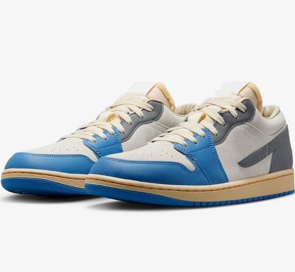 

jumpman 1 low 23 tokyo vintage mens basketball shoes se white blue smoke grey sail womens sports sneakers us12 46 unc retro casual skateboar