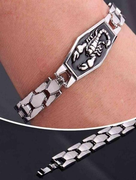 

stainless steel bracelets men scorpion charms fashion punk man bangles wristband pulsera hombre jewelry5257955, Black