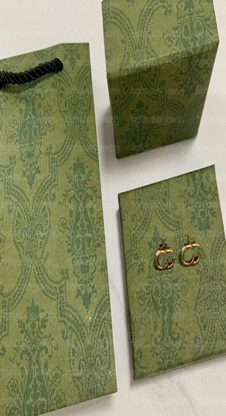 

chic double letter charm earrings with gift box embossed stamp studs eardrop dangler for women party anniversary7195841, Golden;silver