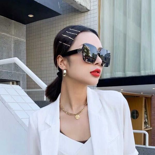 

designer lou vut luxury cool sunglasses women's polarized frameless sunglasses net red fashion sunshade large frame anti ultraviolet gl, White;black