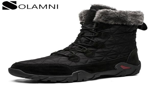

winter snow boots for men warm thick plush platform ankle boots mens outdoor waterproof hiking hunting antislip flat shoe6762972, Black