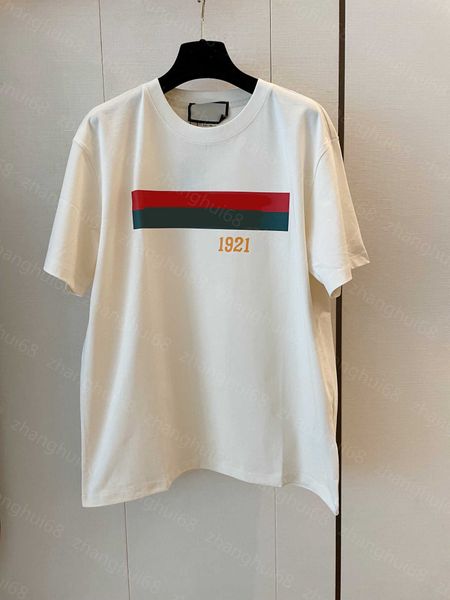 

23ss tee womens t-shirt womens designer clothing round neck pure cotton classic red and blue logo print short sleeve t-shirt womens clothes, White