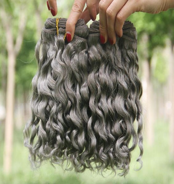 

silver grey deep curly human hair extensions grey brazilian human hair weaves gray deep wave curly extensions 3pcs lot new arrive 3510024, Black;brown