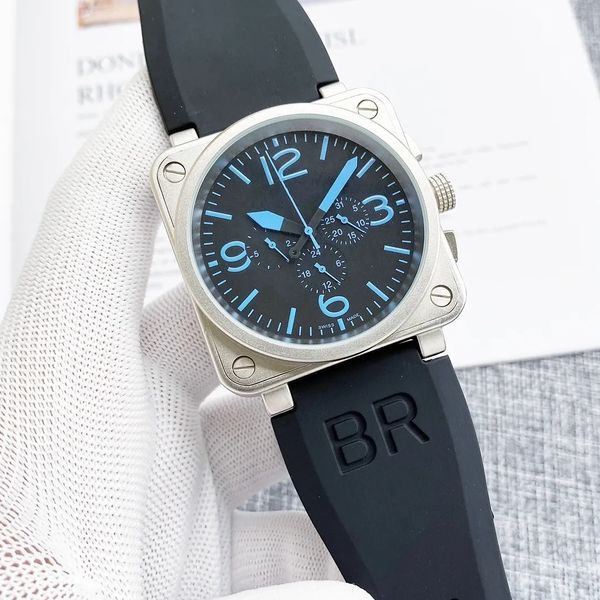 

wristwatches men automatic mechanical watch bell brown leather black ross rubber watches wristwatch, Slivery;golden