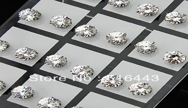 

24pcs 7mm clear austria cubic zirconia stainless steel fashion stud earrings for womens mens whole jewelry lots a6447701076, Golden;silver