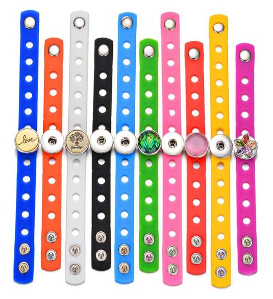 

10pcslot candy color silicone bangles fit 18mm snap charms vocheng gingersnap bracelet jewelry women kids gift nn7473724197, Black