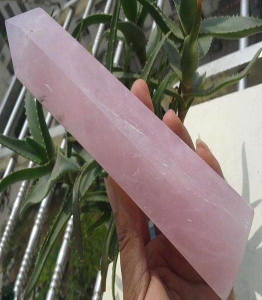 

natural 160180mm natural rock rose quartz crystal point healing black and pink1693766