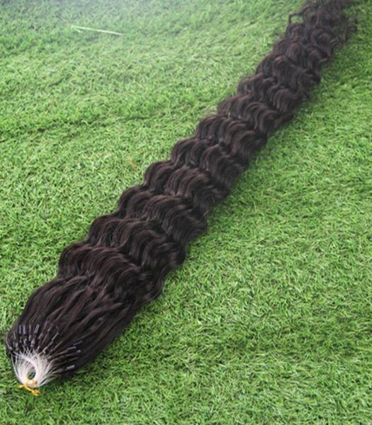 

brazilian deep wave hair micro loop human hair extensions 100g 1gs 100s micro link extensions 1g micro loop ring hair extensions4621699, Black