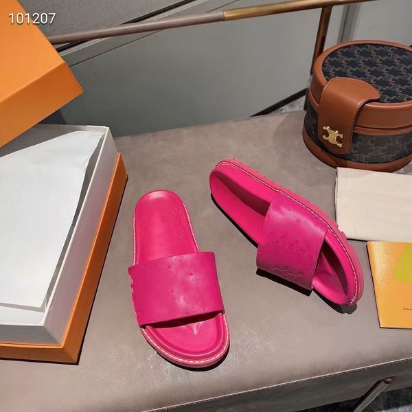 

women mule slides classic flat slippers lambskin blue home casual sandals summer designer luxury fashion ladies beach outdoors flat flip 051, Black