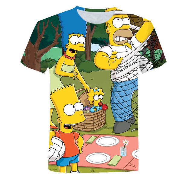 

3d digital printing simpsons cartoon men's t-shirt casual cool short sleeve, White;black