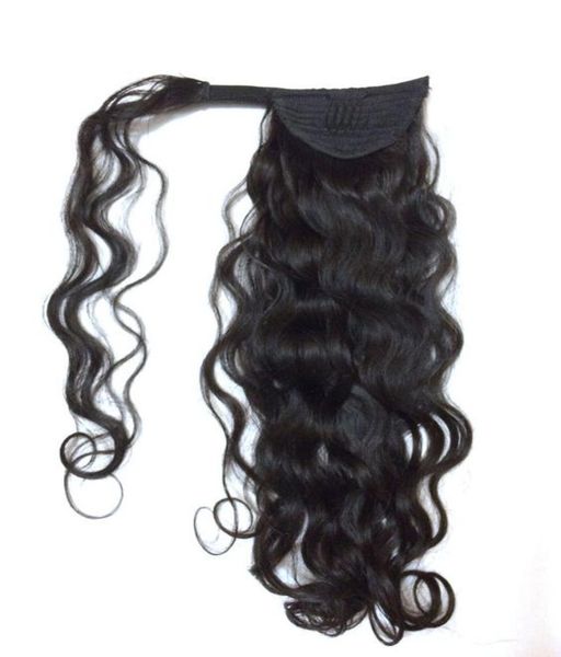 

malaysian curly ponytail remy pony tails hair pieces remy ponytail wrap arounds 18quot human hair ponytail extensions 140g3460304, Black