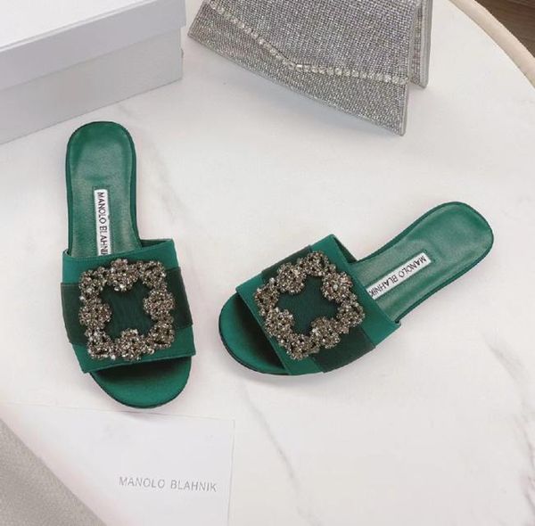 

slipper crystal diamonds flats slides for women square toe genuine leather summer sandals low heel solid color outdoor brand slipp3283538, Black