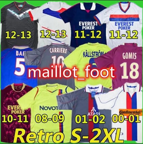 

lyonnais lyon retro soccer jerseys vintage classic football shirt 00 01 02 08 09 10 11 12 13 99 2000 2001 govou memphis pjanic benzema junin, Black;yellow