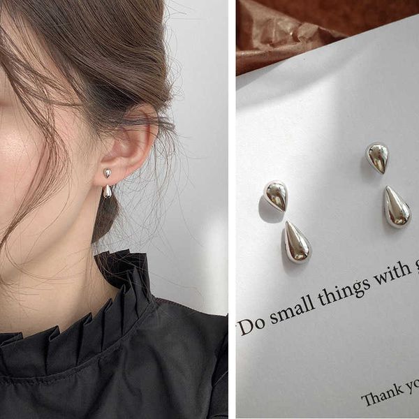 

stud simple stud earrings 2021 trend jewelry for women silver color water drop two use cute korean small earring pendientes hombre z0517, Golden;silver