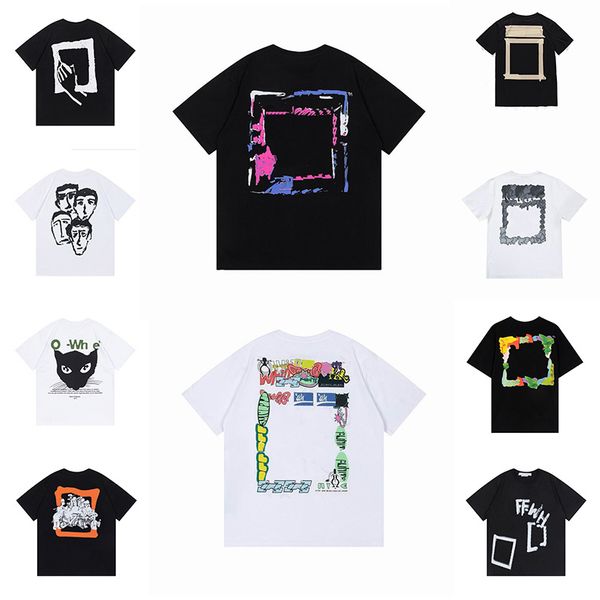 

summer designer fashion luxurys offes clothing mens and women loose tees man casual street graffiti shirt sweatshirt mens t-shirts white, White;black
