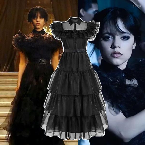 

girl dresses wednesday addams costume girls costumes for 2023 princess cosplay dress hallwoeen disguise party prom gown 4-10yrs, Red;yellow