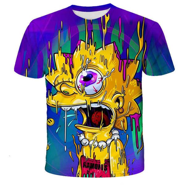 

fashion summer 3d simpson digital printing t-shirt casual short sleeve men's europe, White;black