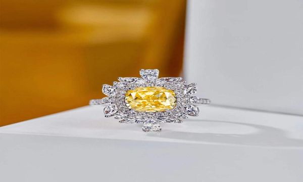 

brand luxury s925 sterling silver yellow diamond ring women moissanite gemstone ring geometric pear shape zircon jewelry4468953