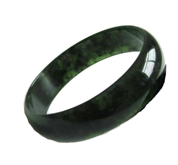 

5662mm natural dark green handmade jade bracelet x9012347378495, Black