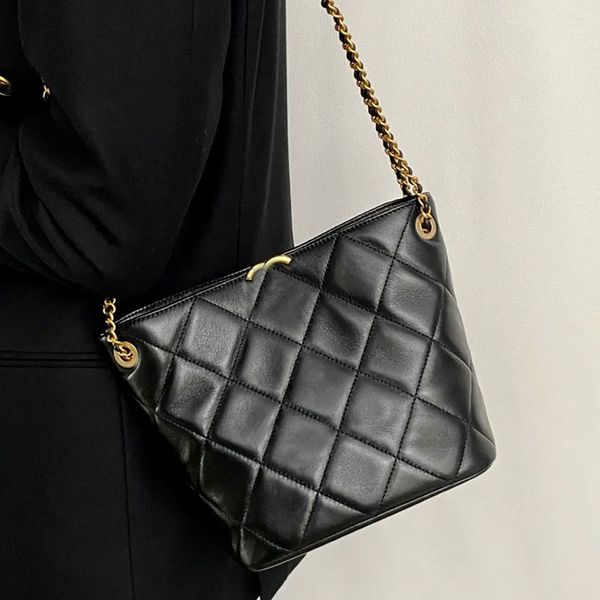 

23p women designer large vintage hobo bag gold metal hardware double alphabet matelasse chain calfskin leather crossbody shoulder handbag lu