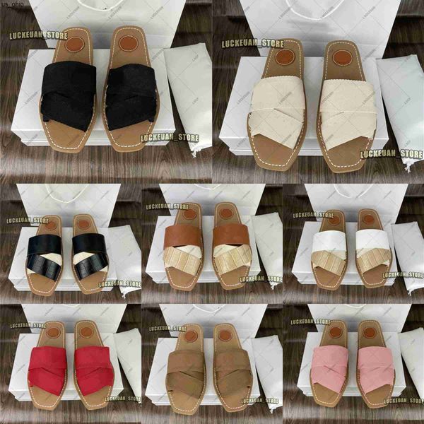 

slippers summer women slippers flats slipper woman woody mules sandals cross band canvas ladies slides designer flip flops womens slides pan, Black