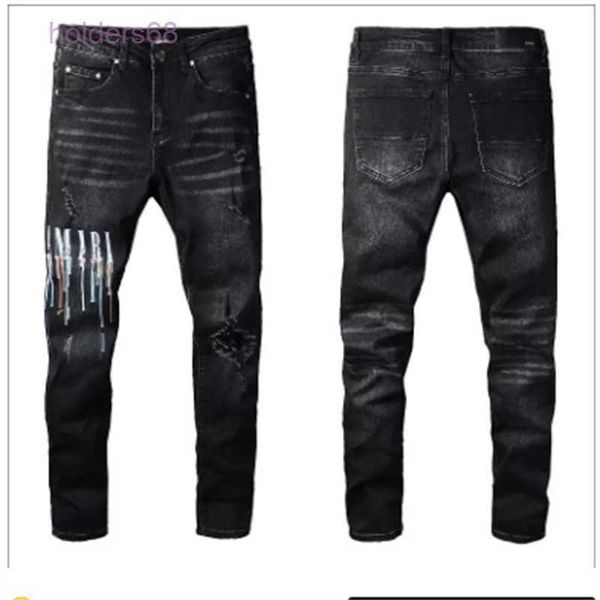 

mens designer jeans high elastics distressed ripped slim fit motorcycle biker denim for men s fashion black pants#030, Blue