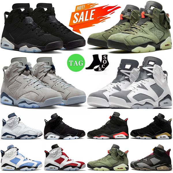

6 basketball shoes for men women 6s cool grey carmine georgetown metallic silver university blue mens trainers outdoor sports designer sneak, Black