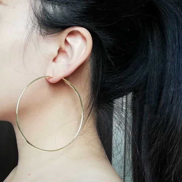

charm 80mm personality stainless steel super big hoop earrings round female ear rings large circle creole earring huggies jewelry aa230519, Golden