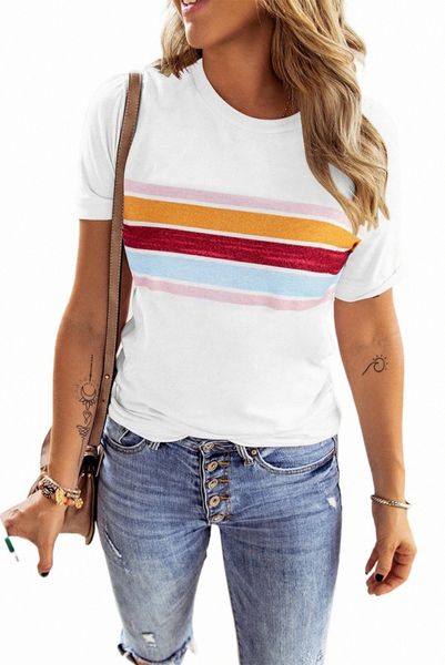 

white striped print t-shirt 2023 new 2023 new u1wp#