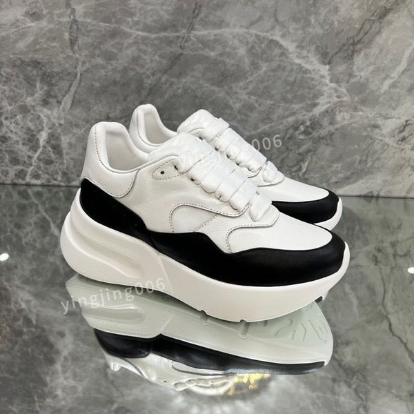 

new brand fashion designer platform womens casual shoes leather lace-up sneaker lady flat running trainers letters gym sneaker2023, Black