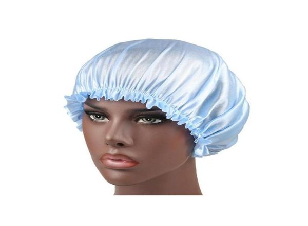 

new elastic women satin bonnet turban hat headwear chemo beanies silk donna sleep cap ladies hair cover wmtnkg luckyhat7052352, Blue;gray