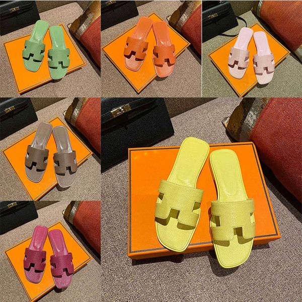 

wholesale new summer comfortable casual slippers luxury designer beach wedding flat heel genuine leather blue yellow lilac womens slippers e, Black