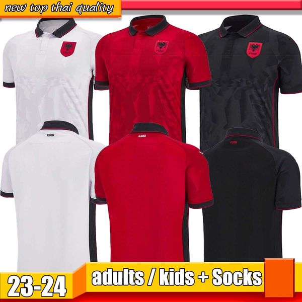 

2023 2024 albania soccer jerseys kristjan asllani marash kumbulla 23/24 myrto uzuni nedim bajrami men home away white third black football s, Black;yellow