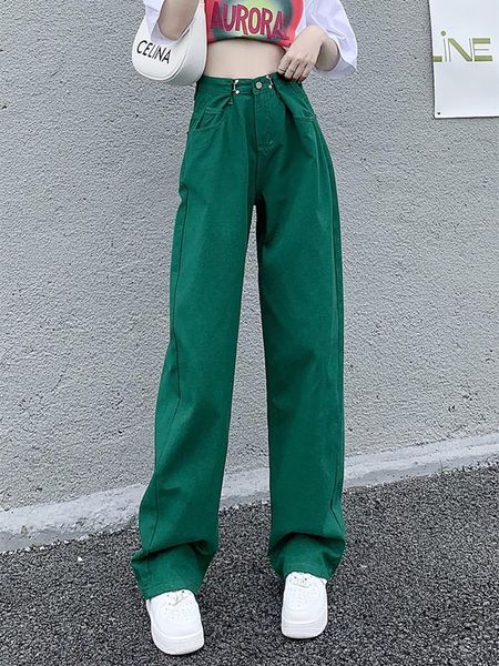 

jeans guuzyuviz high waist straight high street red jeans women, Blue