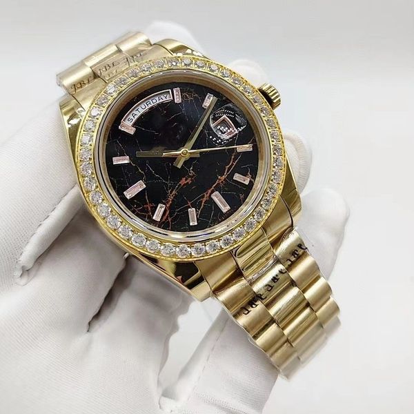 

watch men's - 41mm, fully automatic mechanical watch ring diamond, 316 stainless steel, waterproof luminous wrist designer watch, Slivery;brown