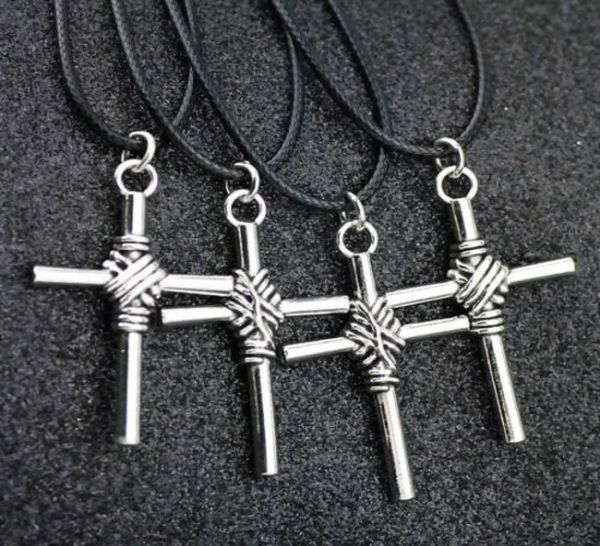 

whole men women039s jewelry lots 50pcs cool retro cross pendants necklaces alloy charms hj2412316190, Silver