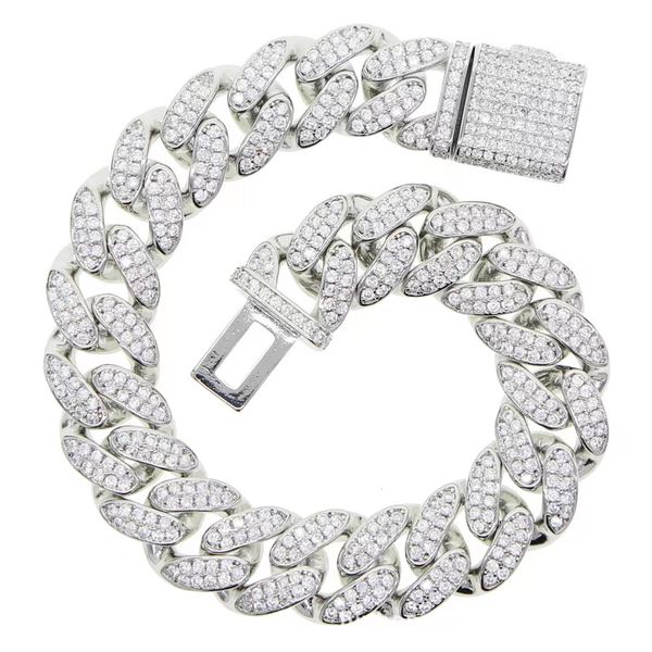 

fashion bracelet mossanite hip hop jewelry mossanite cuban chain bracelet 925 silver jewelry men's bracelet necklace, Golden;silver