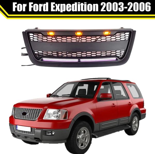 

automotive exterior accessories front grill matte black or grey bumper grille with led lights fit for ford expedition 2003-2006