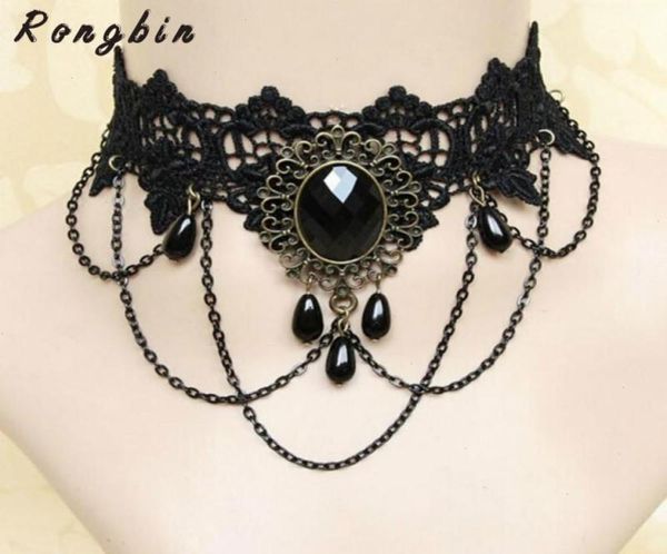 

vintage gothic black lace choker necklace for women flower chocker statement collar bijoux femme collier collares9165757, Silver