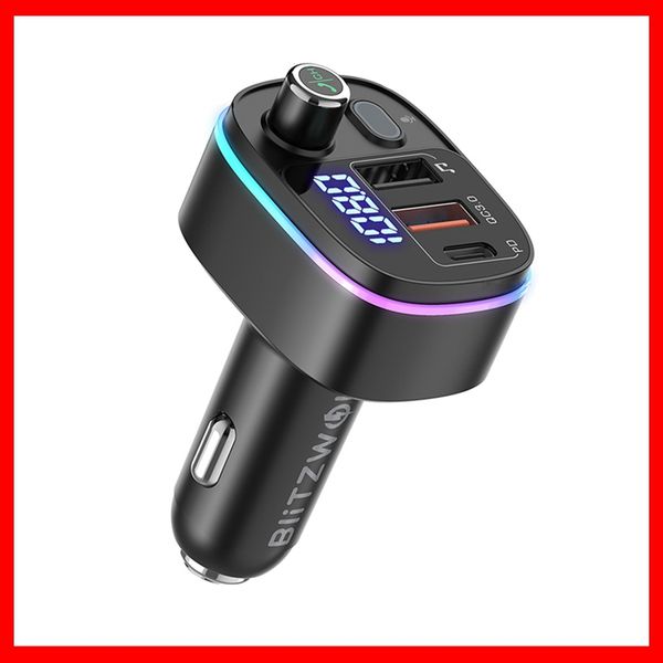 

bw-bc2 18w qc3.0 +pd fast charging car charger fm transmitter usb wireless car phone charger bt. v5.0 voltage display car-charge car-charger